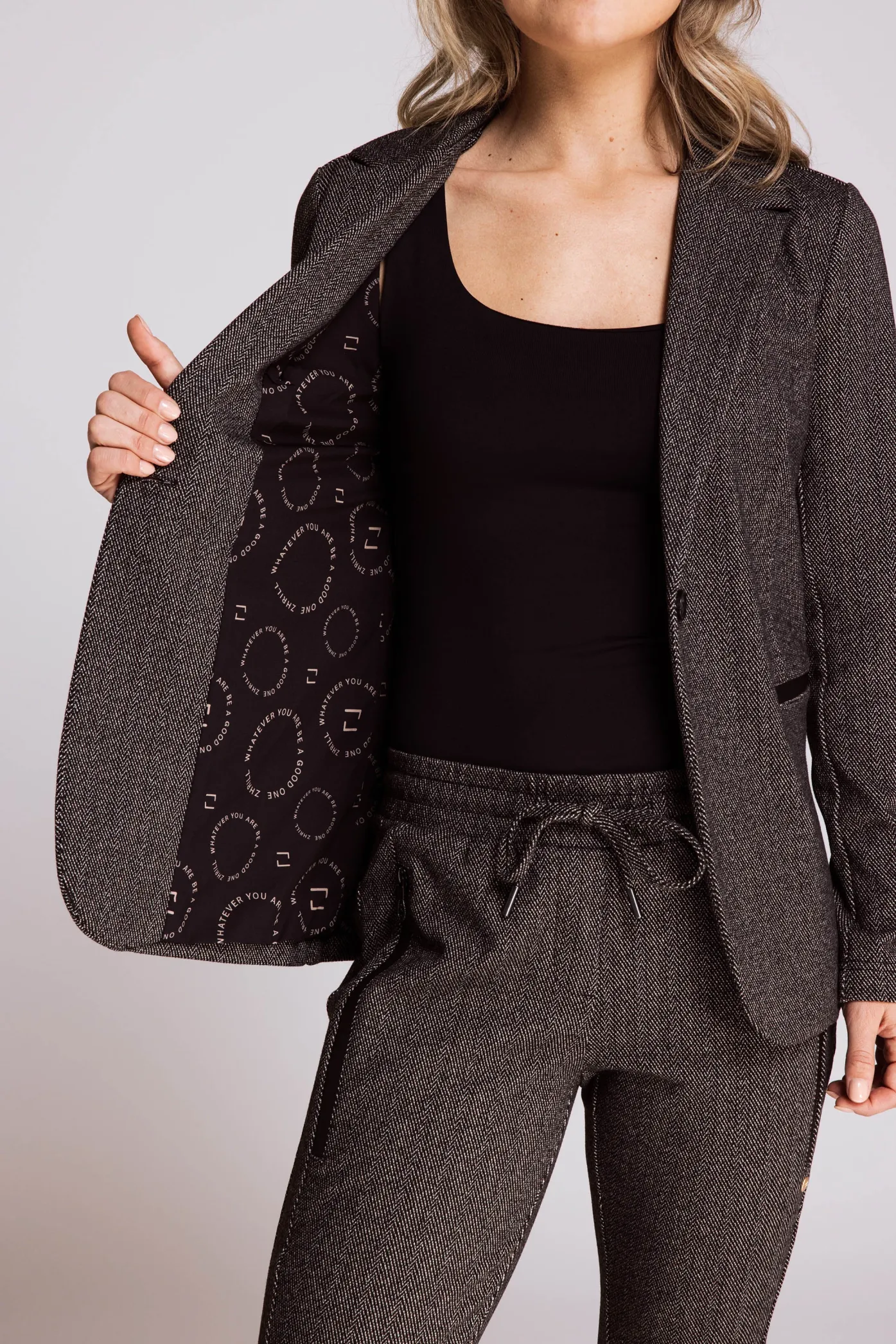 Damen Zhrill Blazer*ZHSALMA LONG HERRINGBONE