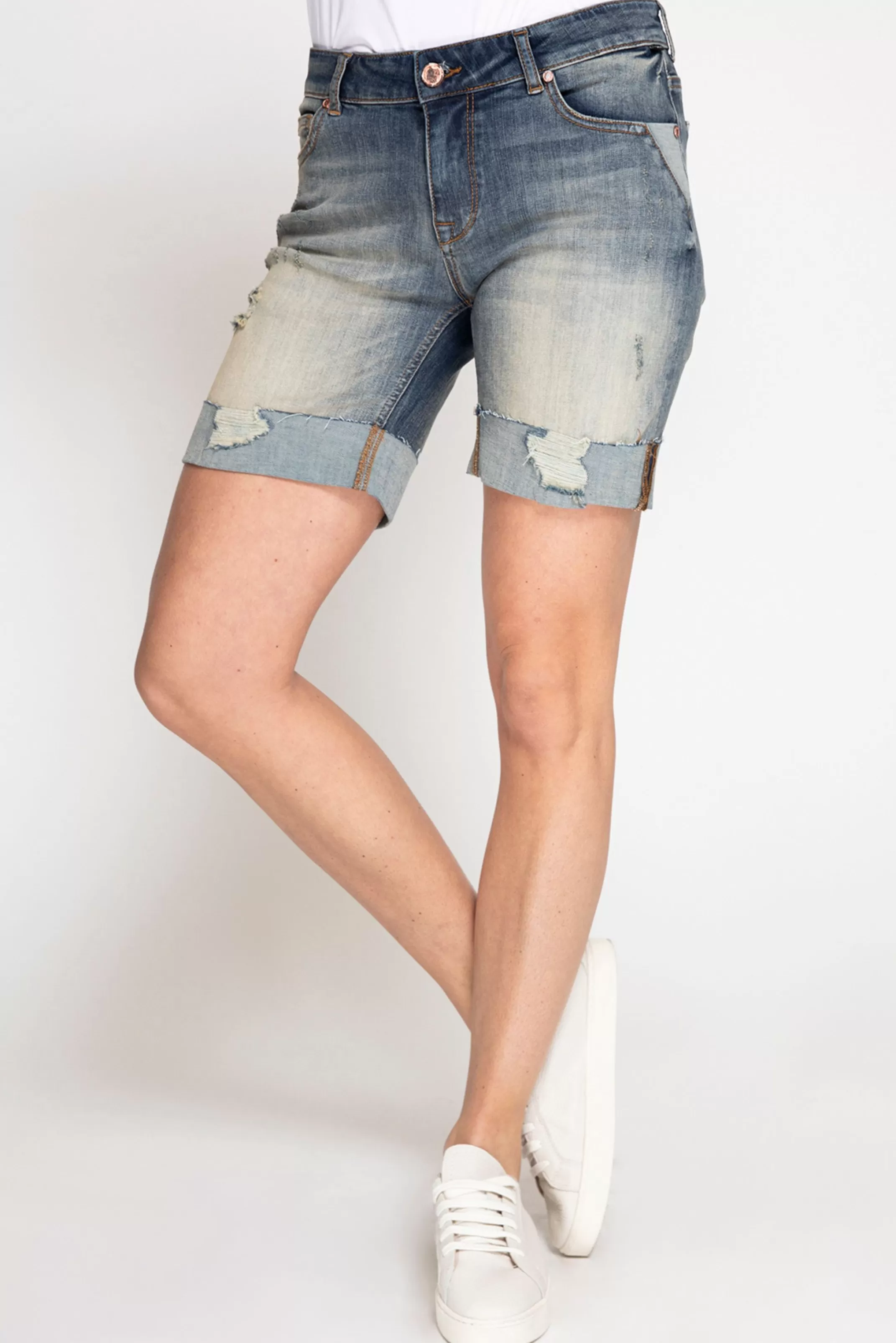 Zhrill Shorts<Damen Jeans Short Nova Used Look In Dark Grey Dunkelgrau