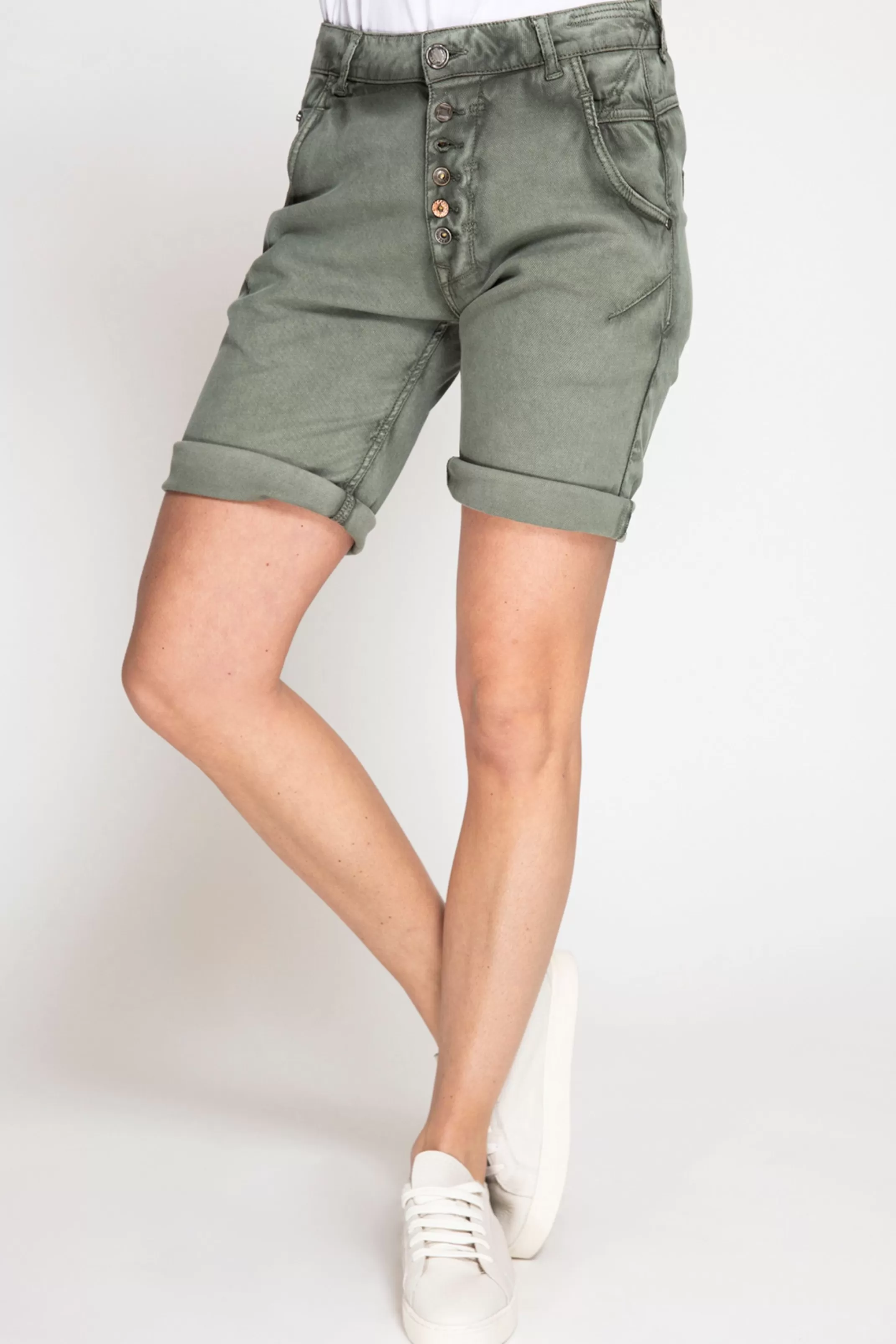Zhrill Hosen<Damen Shorts Amy Mit Knopfleiste In Olive Green Grun